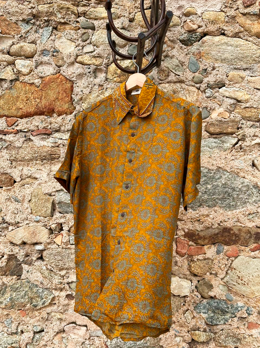 T#1005 - Golden Floral Tapestry